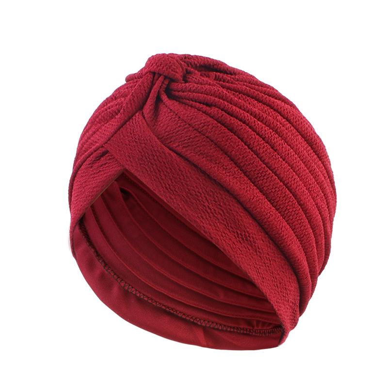 New Women's Solid Color knot Hijab Turban Bonnet African Head Wraps Nigeria Wedding Party Headpiece Muslim Under Scarf Caps