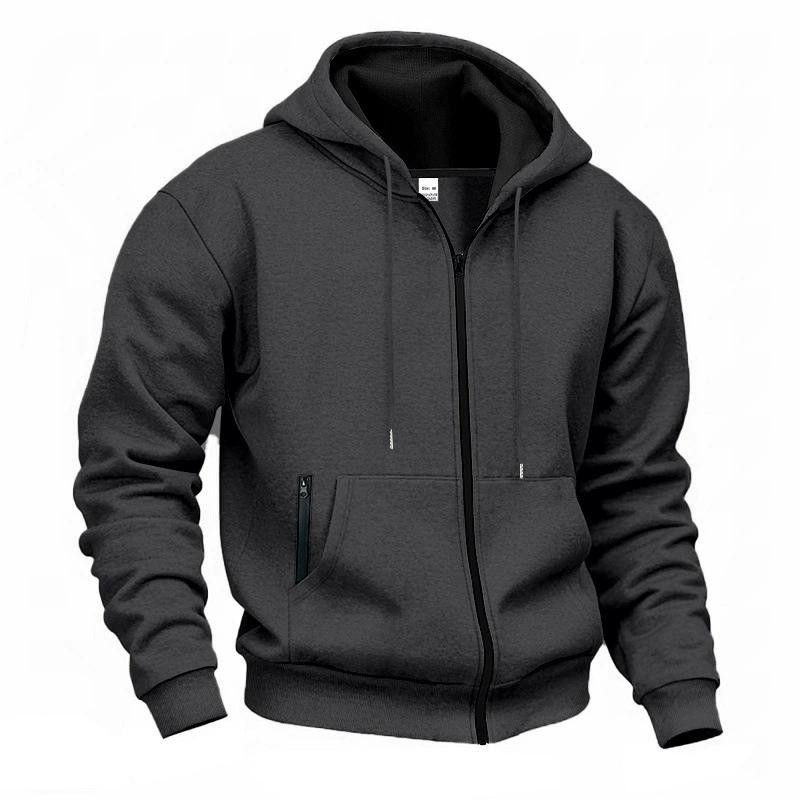 2026 New Men's Comfortable Fleece Hooded Sweatshirt Zipper Sports Shirt Long Sleeved Sweatshirt Autumn and Winter Season