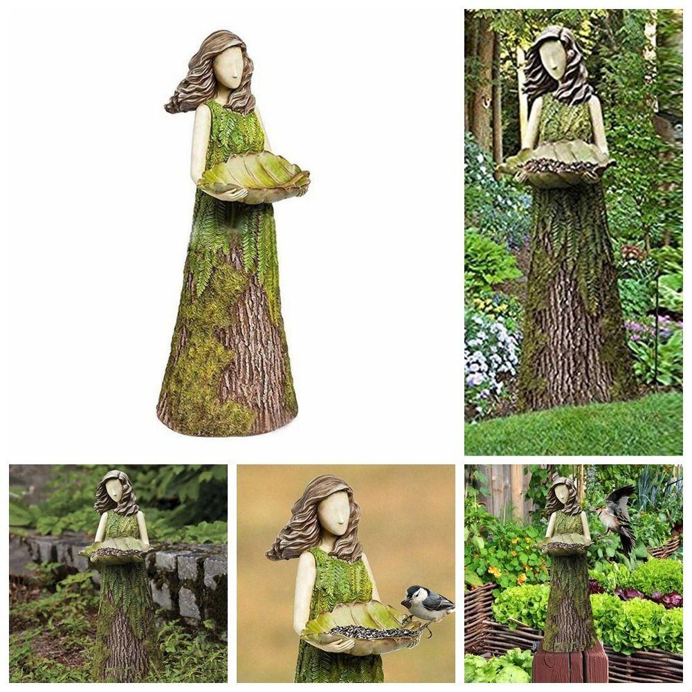 

Resin Fairy Statue Bird Feeder Funny Forest Girl Bird Feeder Art Statues Living Room