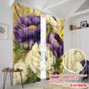 2pcs,2D Plane Printing Minimalist Curtains Vibrant Floral Blooms Polyester Easy Install (without Rod) Festive Use for Bedroom,