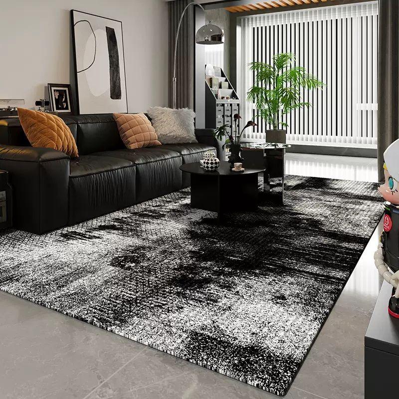 

Nordic Light Luxury Carpet for Living Room Decor Soft Easy Cleaning Rugs for Bedroom Large Area Abstract Dark Gray Floor Mat 80x200cm 31.5x78.7in