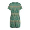 Dámské Módní Ležérní Šaty s V-výstřihem, Krátkým Rukávem, Stahovací Šňůrkou a Flitrovým Potiskem