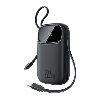 Powerbank 20000mAh 22.5W Z Wyświetlaczem Kablami USB-C iPhone Lightning - Czarny