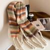 Winter New Mohair Striped Women Scarf Girls Female Warm Thickened Long Scarves Soft Coarse Braid Tassel Shawl Retro Wrap Shawls