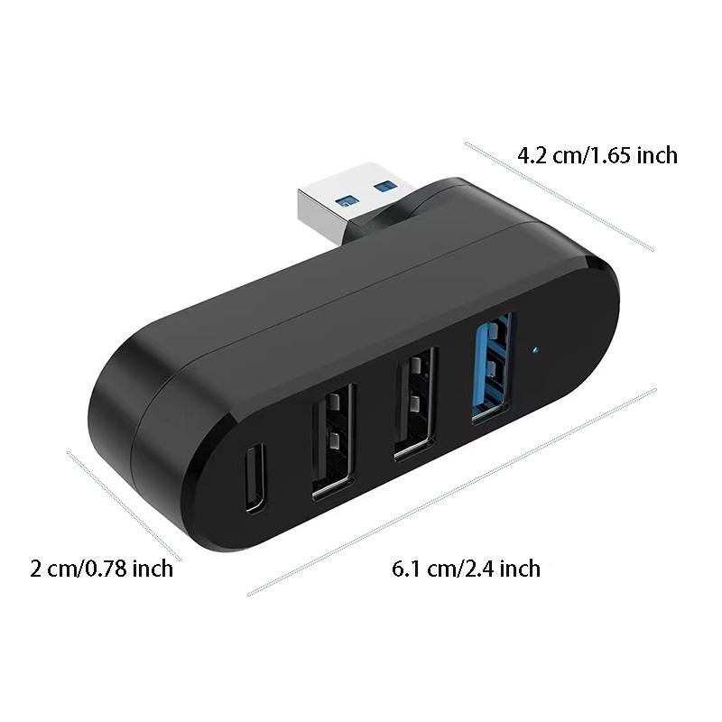 180° Rotary USB 3.0 HUB U Disk Reader Data Transfer Cable Splitter Extend Adapter USB 2.0 Type C/USB C Converter for PC Computer