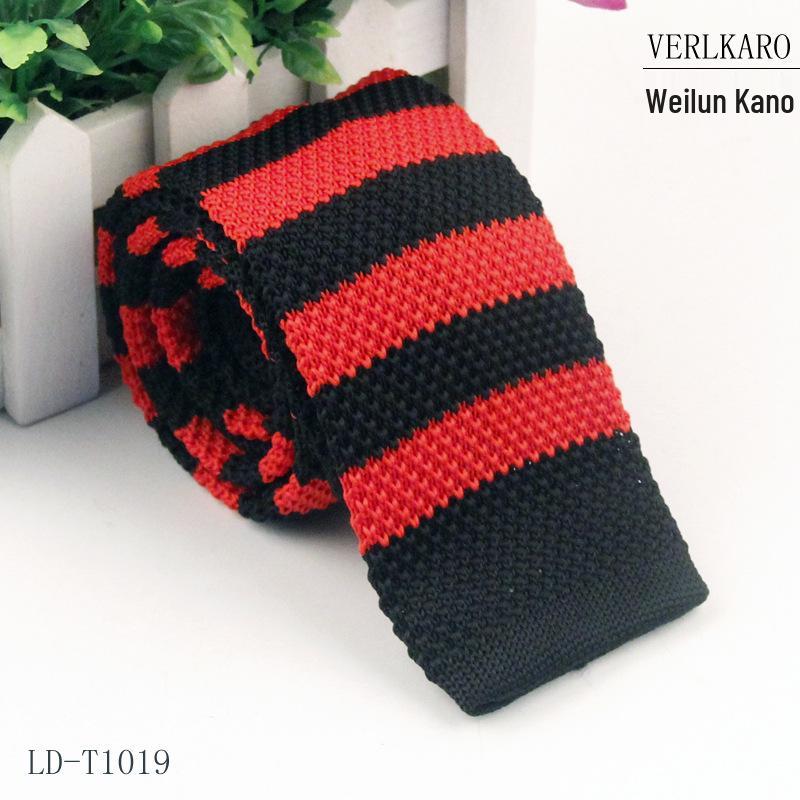 Unisex pruhovaný pletený pásek na kravatu v korejském stylu - Směs polyesteru, hedvábí a vlny, neformální design s plochým zakončením