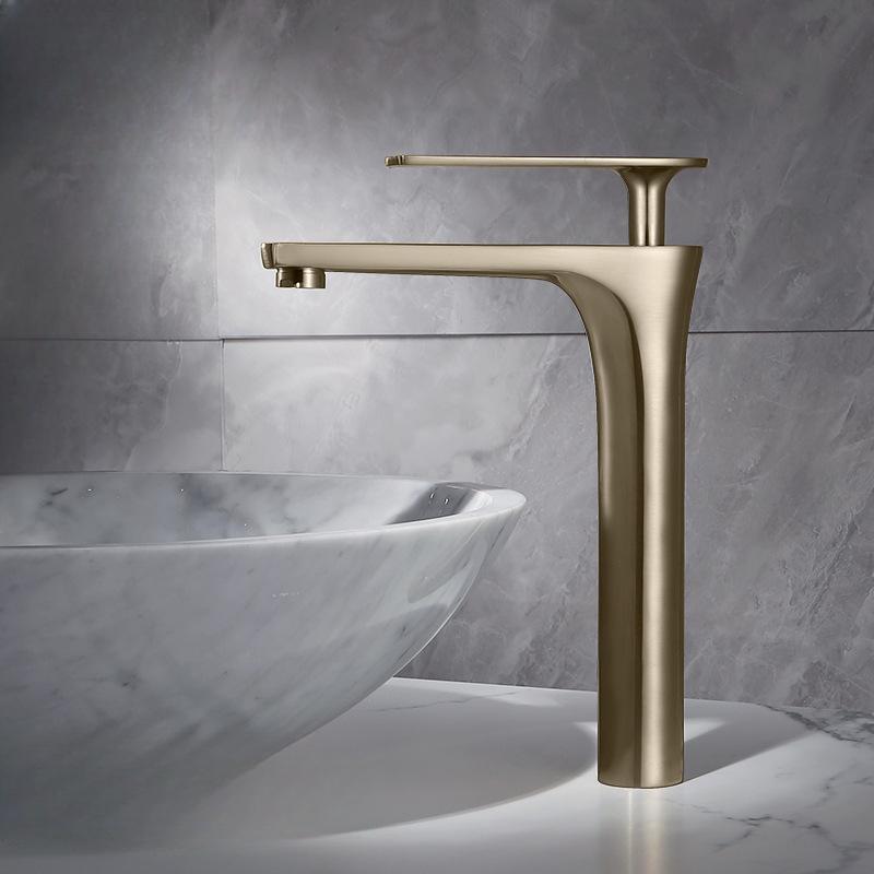 Bathroom Under Counter Basin Splash-proof Faucet Nordic Light Luxury Above Counter Wash Basin Full Copper Cold Faucet Bathroom Cabinet