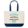 Tote bag - PLANETEE - Une Guitariste Formidable - fond bleu - Coton 40x45 cm - Grand format