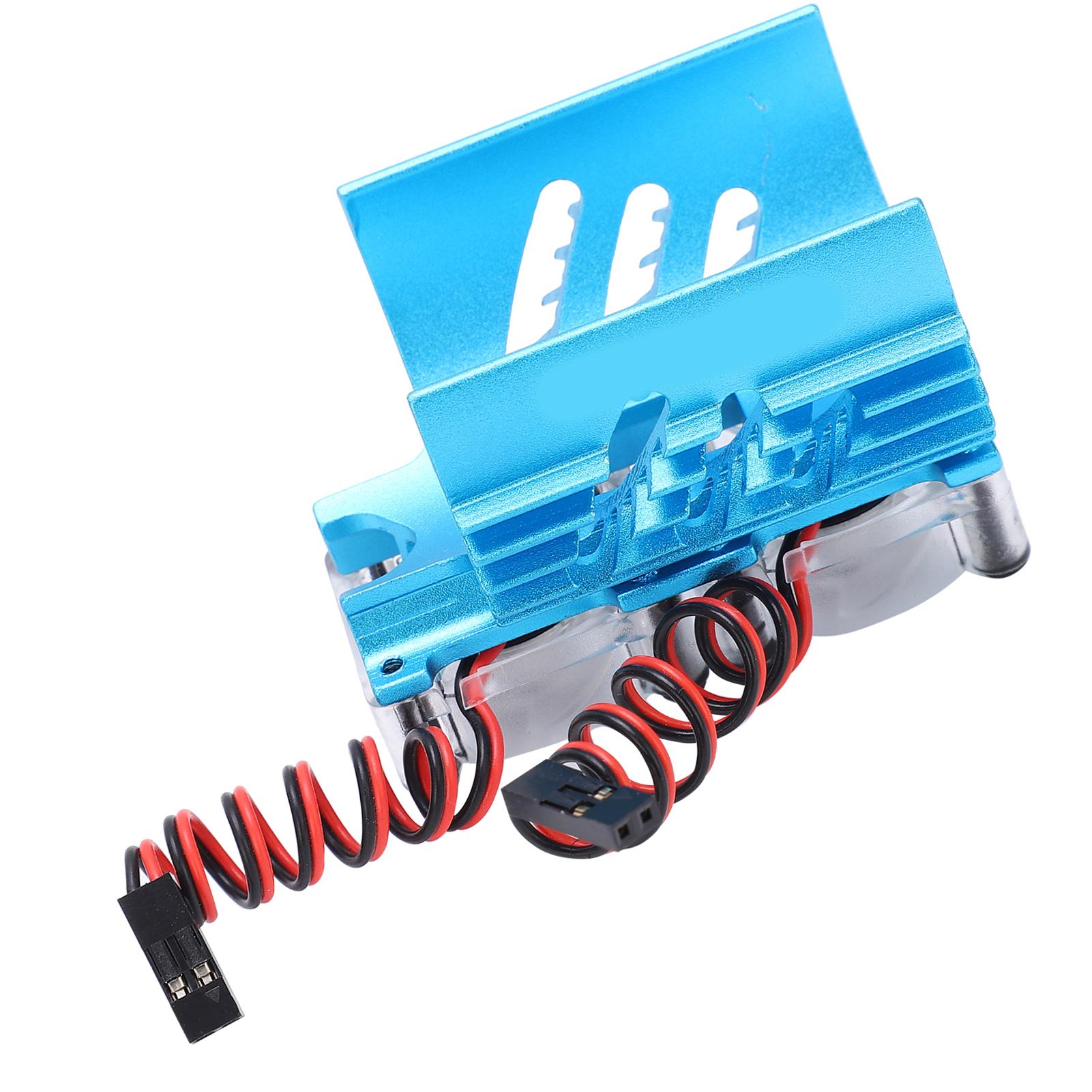 

Double Fans Motor Cooling Radiator Twin Fans Motor Heat Sink 40‑42mm for 1 8 RC Car Blue синій