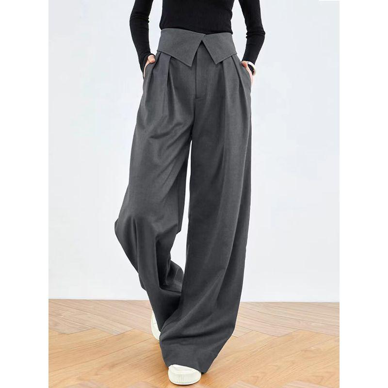 New Arrival French Style Loose High Waist Wide Leg Pants Casual Pants Loose High Waisted Casual Pants