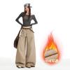 Khaki High Waist Straight Jeans Women's Spring New Versatile Loose and Skinny Wide Leg Casual Long Pants