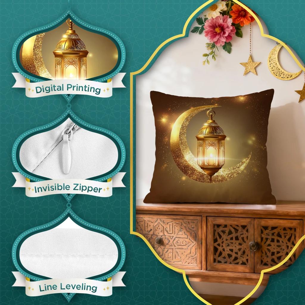 Golden ramadan decoration Cushions Pillowcase Polyester Cushion Cover Throw Pillow Pillowcover Home Car Sofa Decor