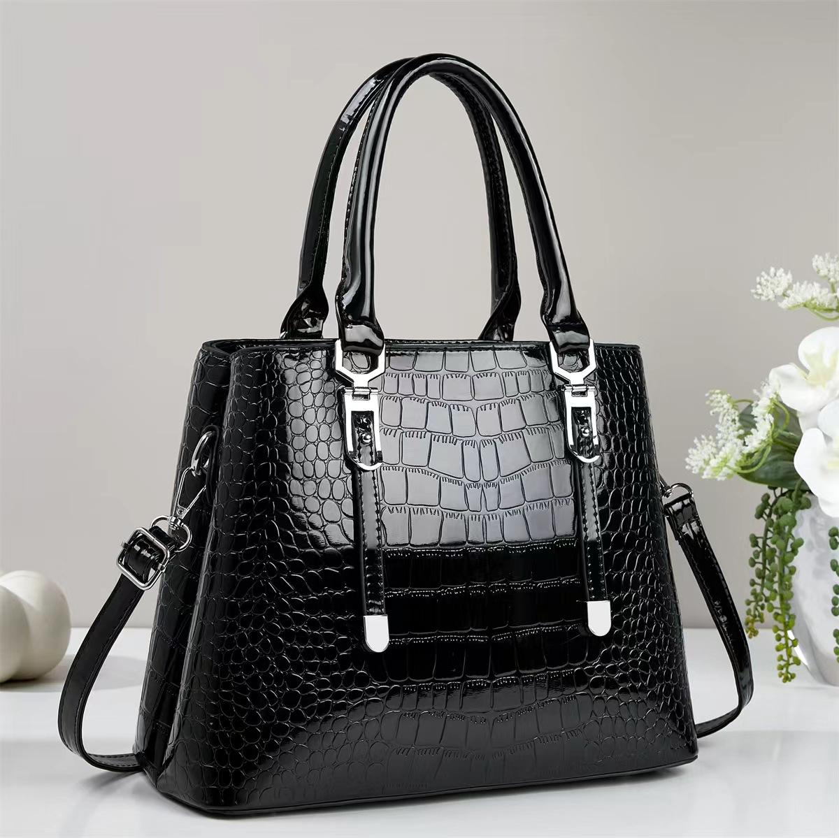 

Сумки-тоут с узором под крокодила с верхней ручкой, Сумки через плечо для женщин, Сумка и кошелек, Женские лакированные сумки на верхней ручке для работы, Сумка-портфель через плечо One Size чёрный