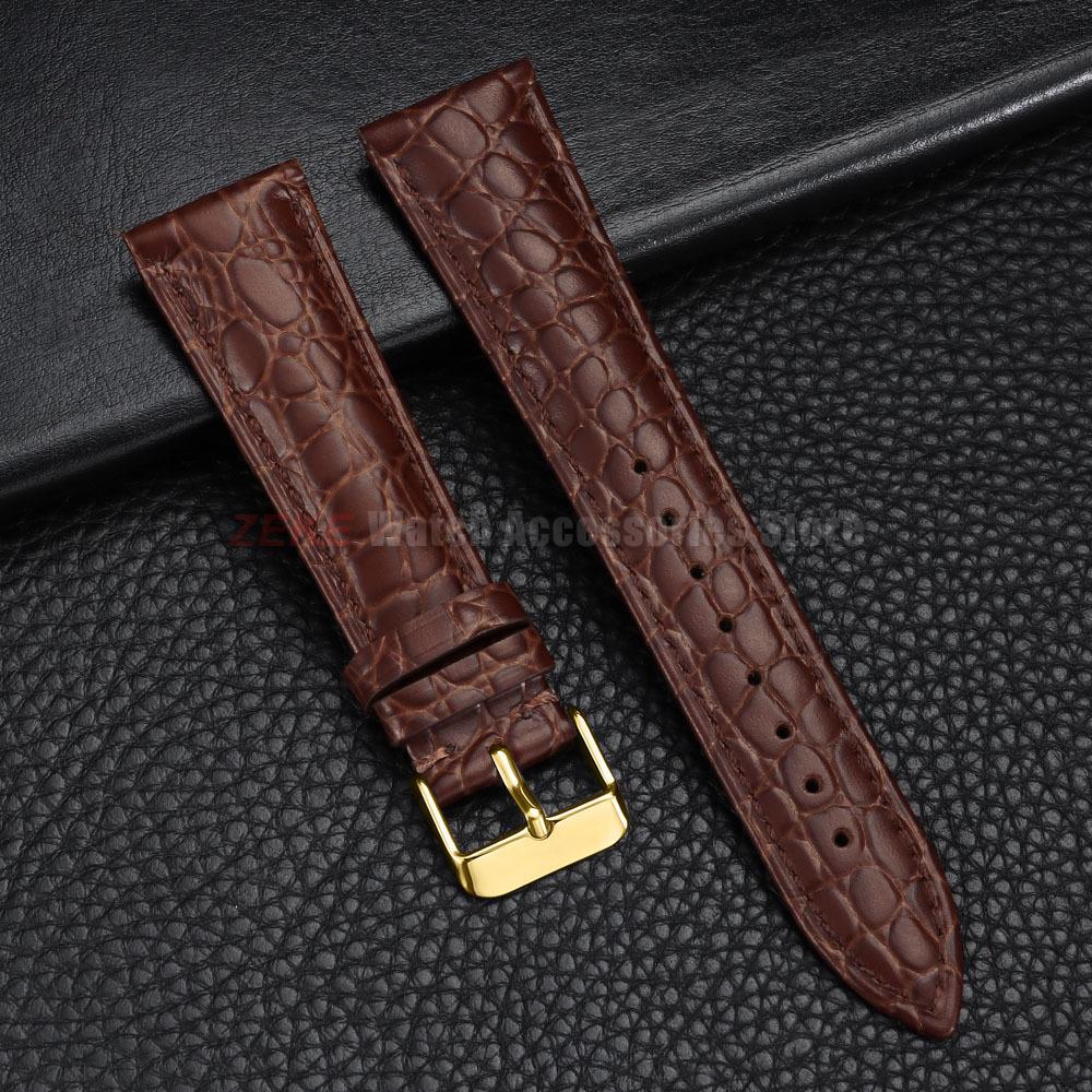 Crocodile Pattern Design Leather Watch Strap 18mm 19mm 20mm 21mm 22mm Soft Watchbands Business Wristwatch Band with Pin Buckle