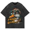 Cotton Vintage Washed YK Funny Smoking Duck Tshirt  Fashion MenWomen Retro Cool Meme Oversize Loose Acid Wash Tees Shirts