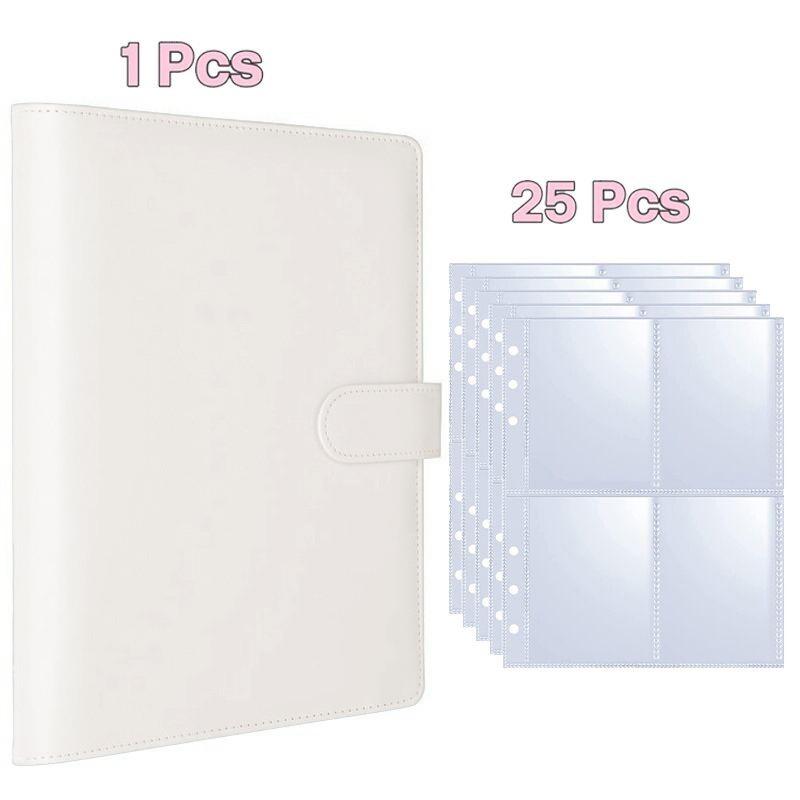A5 Kpop Photocard Binder with 25 pages 4-Pocket Card Collector Album with 200 Card Slots PU Leather Cover Organizing Cards