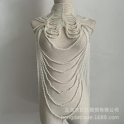 Body Chai Elegant Multi-layer Pearl Body Chain Heavy Industry Beaded Court Cervical Chain Accessories Stacking