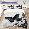 Black Butterfly Pattern Bedding Uilt Set Uilt Cover Pillowcase Home Decoration Birthday Gift (1 * Duvet Cover + 2 * Pillowcase  Without Core)