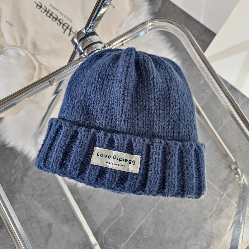 Hat women's winter wool hat big head circumference dome thread hat warm versatile purple thick thread loose knitted hat tide