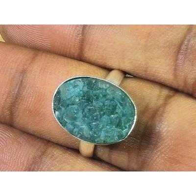 11X16MM Dyed Druzy Solid 925 Sterling Silver Oval Handmade Ring Size US 6.5 MK-182