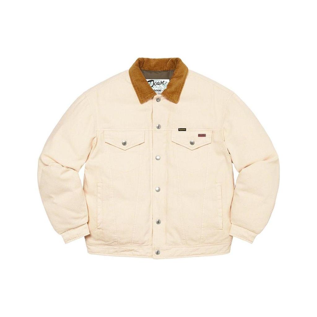 Supreme x Schott Canvas Down Trucker Jacket 'Orange Olive Green' Men's SUP-FW22-787