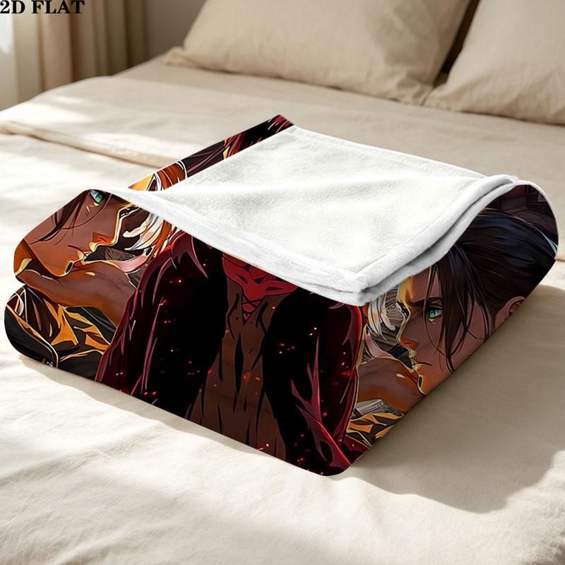 1PC Attack Titan Patterned Flannel Blanket Suitable For All Seasons For Home Decor Warmth And Comfort Gifts Holiday Present