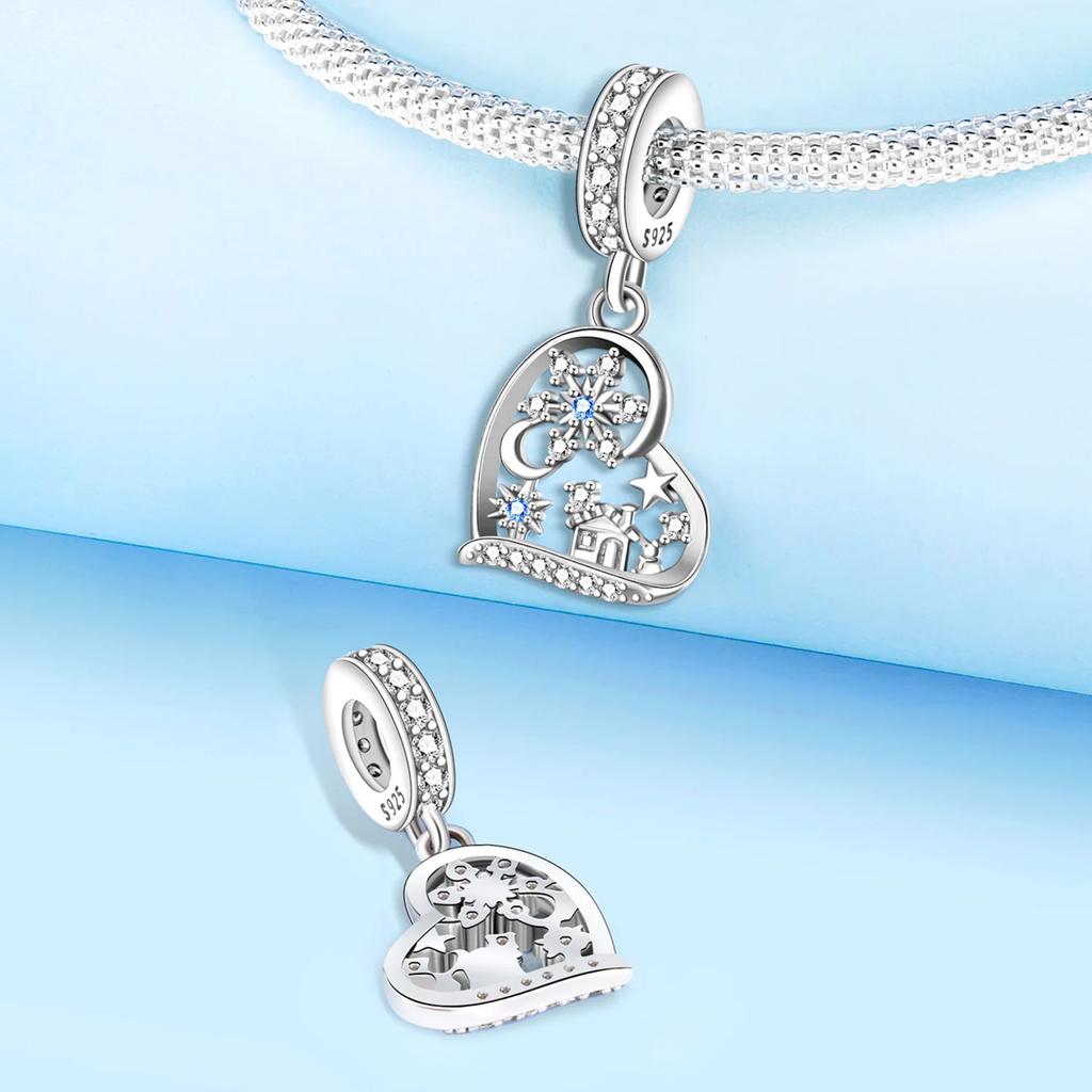 New Copperoriginal Christmas Series Snowflake Charms Heart Star Beads For Women Diy Fine Jewelry Party Gifts Making