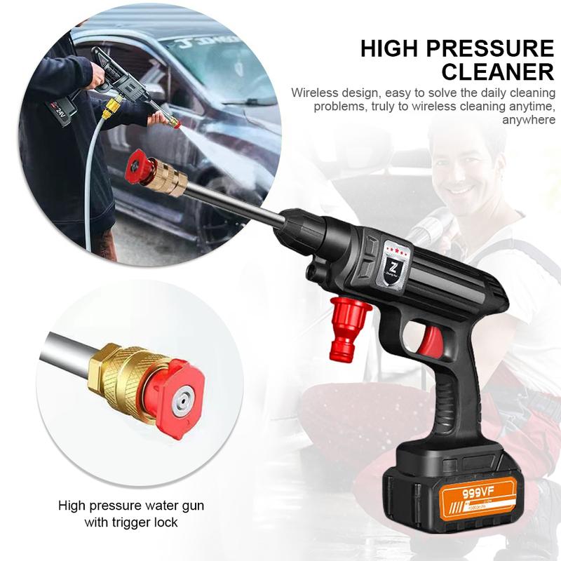 1500W Car Wash Gun Washer 4000mAh Foam Generator 30Bar Spray Nozzle High Pressure Cleaner for Auto Home Car Washing Machine