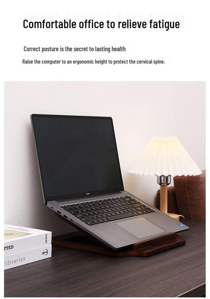 Solid Wood Foldable Laptop and Tablet Stand with Cooling Feature