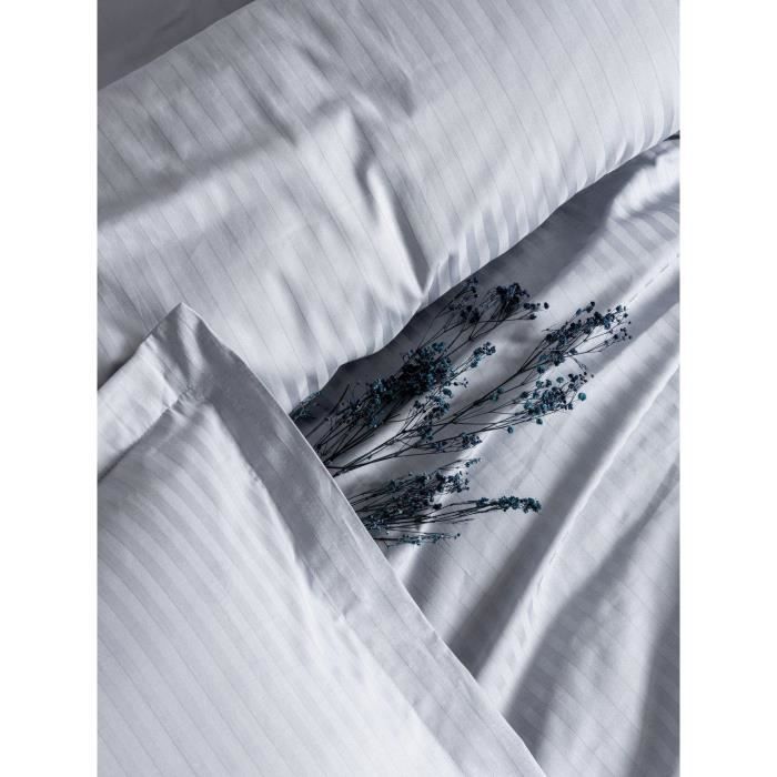 Parure de lit - 1 housse de couette 220 x 240 cm + 2 taies d'oreiller 60 x 60 cm - Satiné 100% coton - Gris