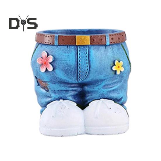 Jeans-Blumentopf aus Kunstharz, Retro-Jeansrock, Blumentopf, Heimdekoration, Sukkulenten, Pflanzgefäß für Garten, Hof, Innenbereich, Schreibtisch-Display