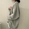 Damen Frühling und Herbst Lockerer Koreanischer Stil Sweatshirt Einfarbig Rundhals Pullover Jacke