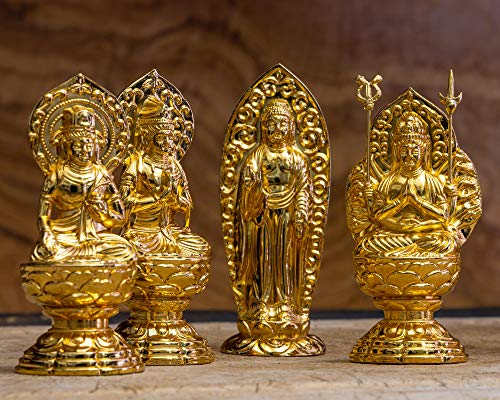 Klein 6,8cm (vergoldet/24 Karat Gold) Buddhistische Statue von Keishu Watanabe. Originalmodell (im Jahr des Pferdes geboren). Schutzgottheit des Tierkreises. Takaoka