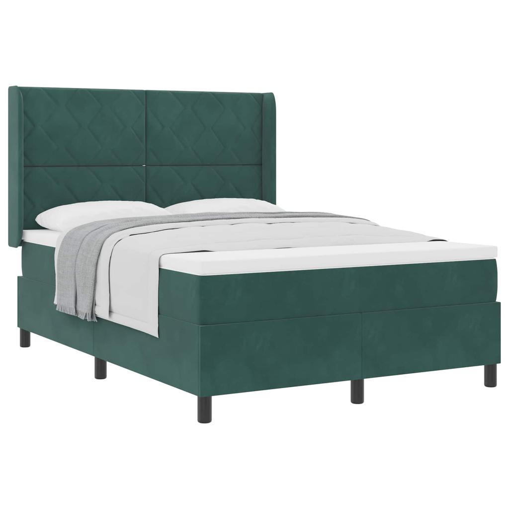 Boxspring Bed with Headboard Dark Green 160 X 200 Cm Velvet