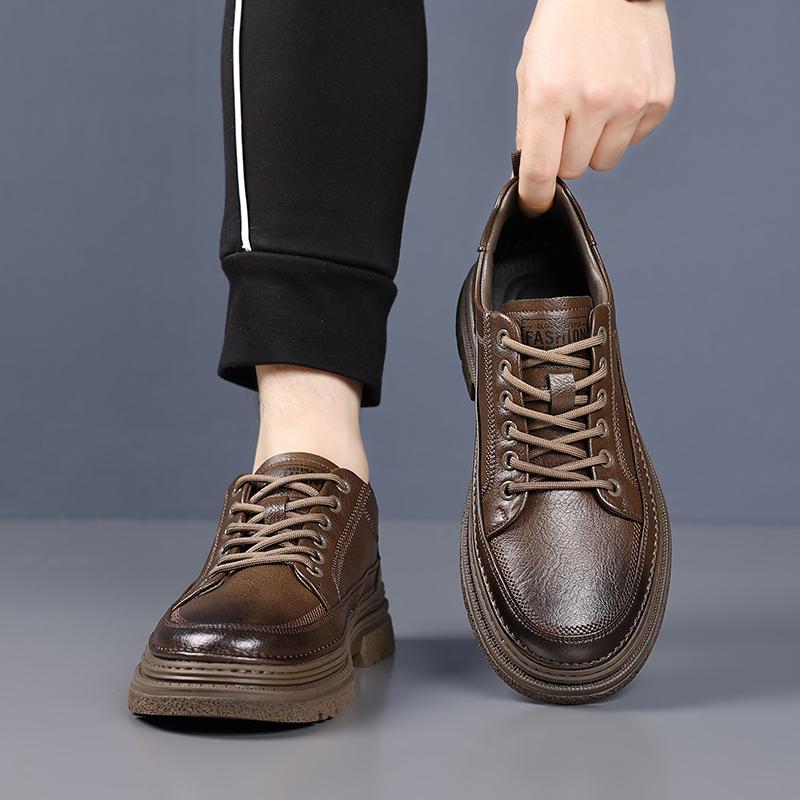 Fashion New Arrival All-match Oxfords Flats Handmade Leather Mens Sneakers Classic Men's Walking Shoes Lace-Up Male Skate Footwear