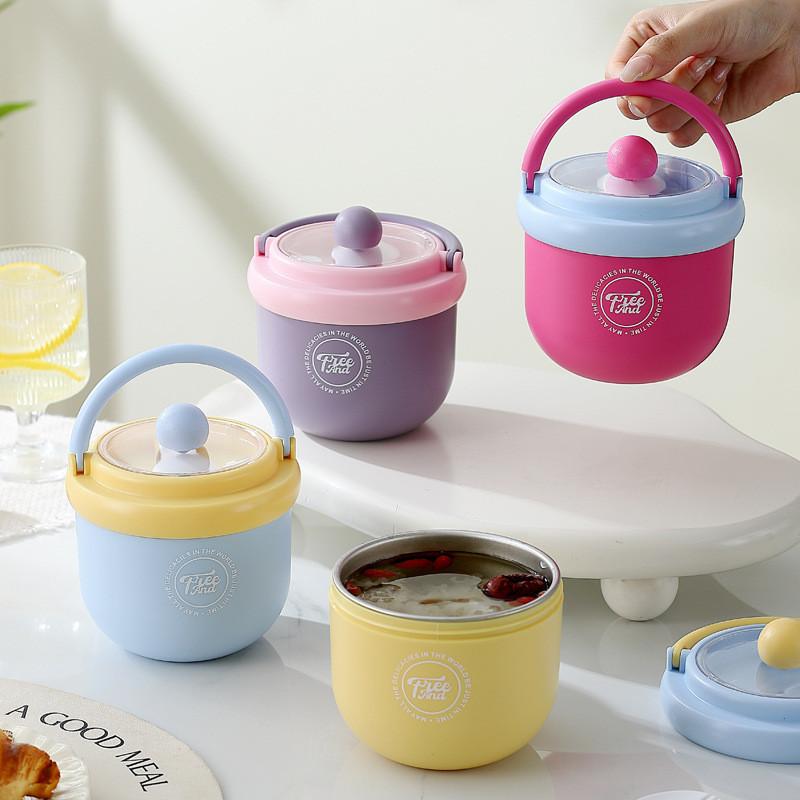 Insulated Student Breakfast Cup With Lid And Spoon For Office And School Use