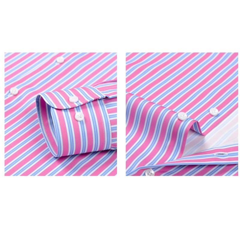 Men's High-Grade 4-Way Stretch Digital Print Striped Long Sleeve Shirt, Turn-down Collar Men Shirt Wholesale