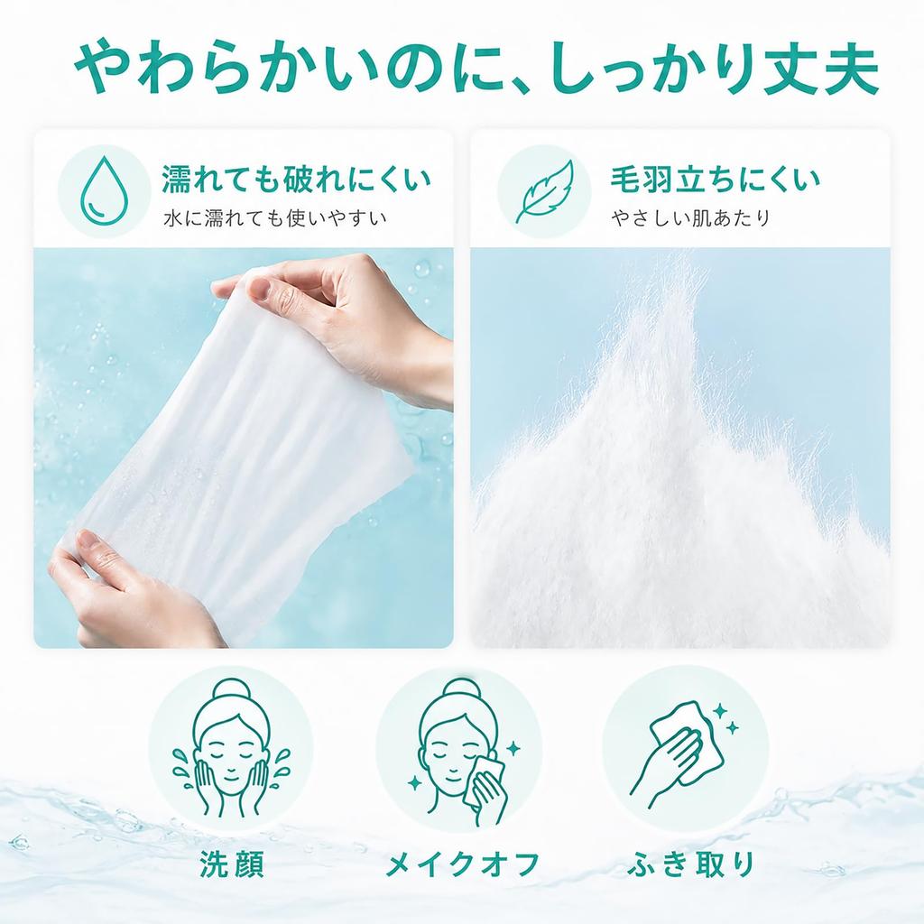 Gevlonecirly Face Flat Drawer Cotton Suitable for Sensitive and Dry Gentle On Makeup Individually Emergency Towels, Weave, Disposable, 80-Pack, Type,