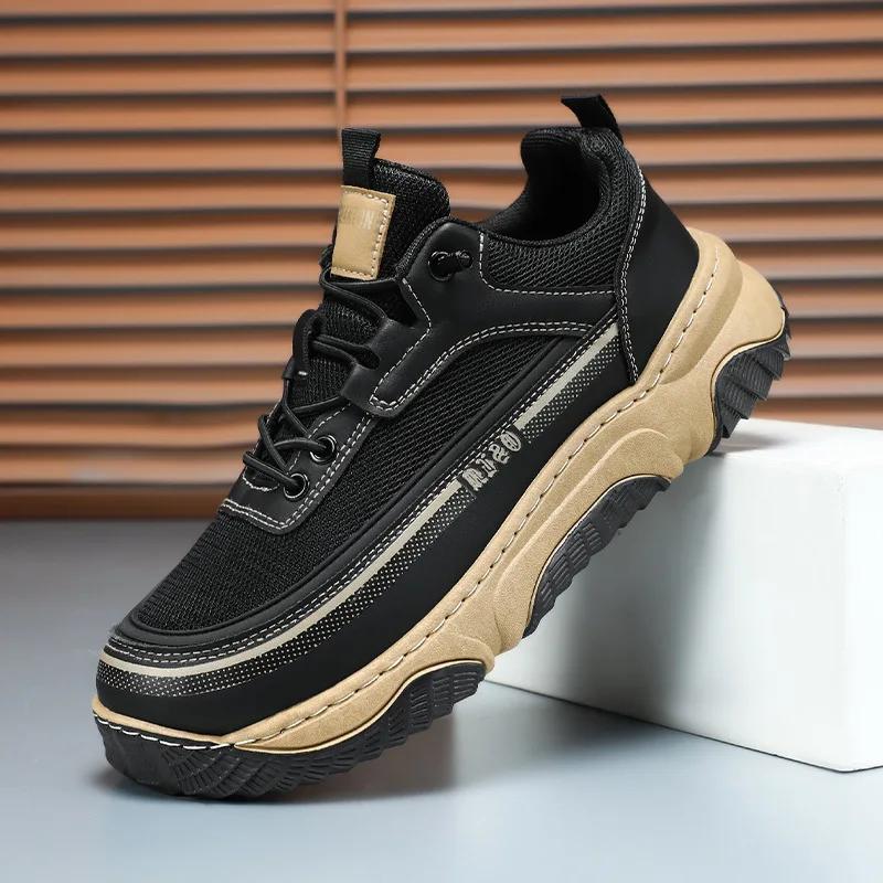 Autumn New Men Breathable Light Mesh Shoes Comfort Casual Height Increasing Anti Slip and Wear-resistant Outdoor Sneakers