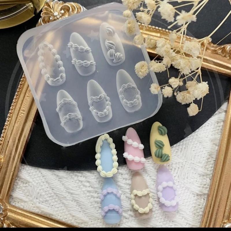 Cake Cream 3D Silicone Carving Jewelry Nail Mold Diy Design Nail Art Nails Decorations Template For Nail Charms Manicure