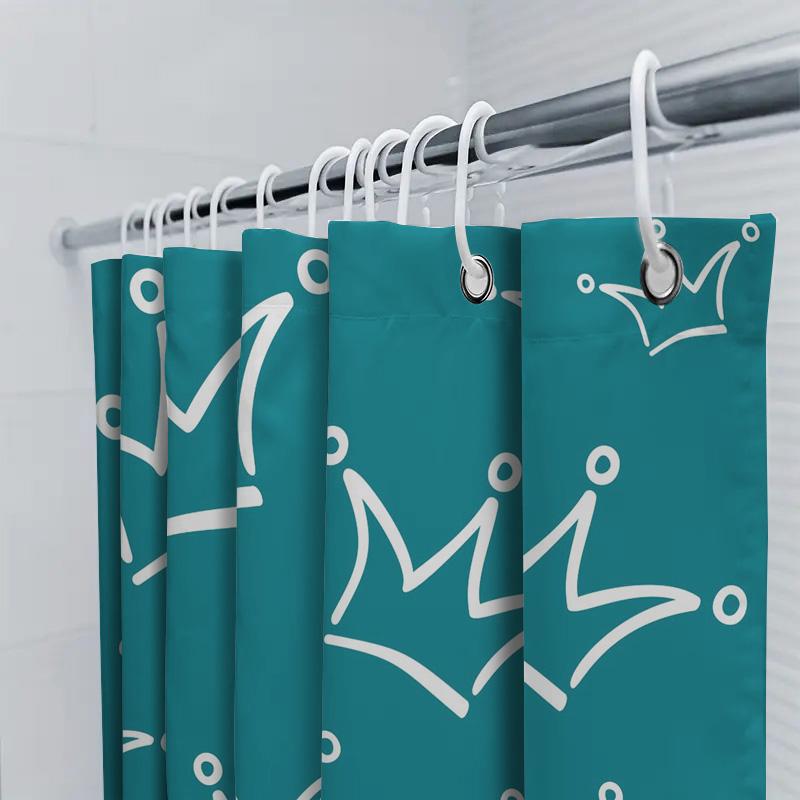 Royal Crown Shower Curtain Blue White Pattern Waterproof Bathroom Decor For Home Decoration