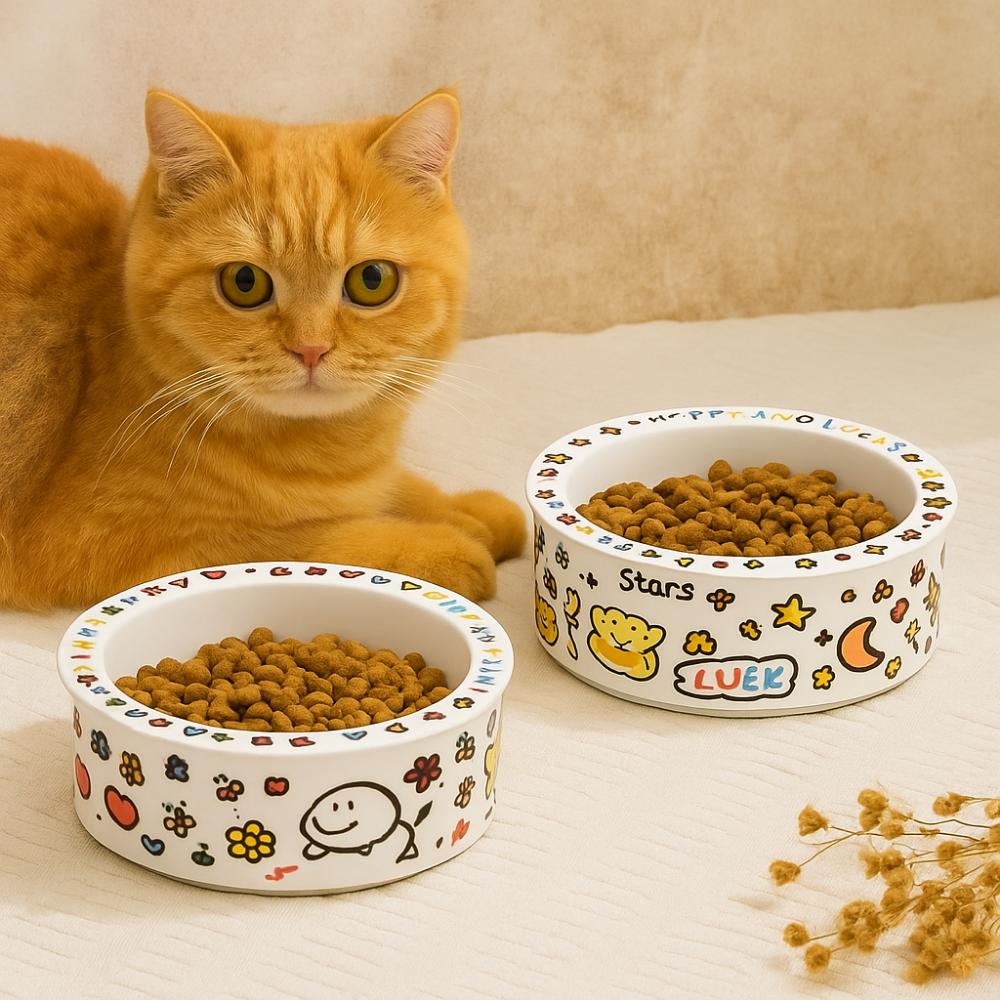 High Temperature Resistance Ceramic Cat Bowl Cartoon Pet Food Bowl Dog Bowl Cat Food Bowl  Pet Care