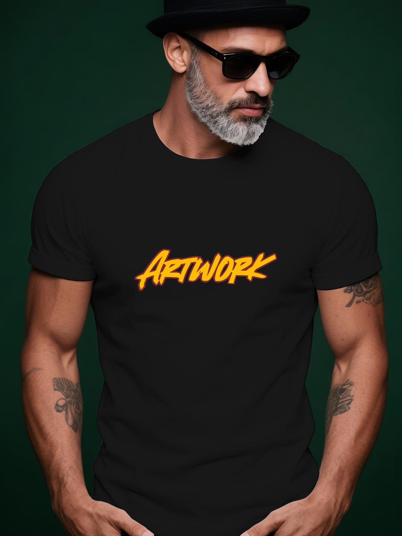 ARTWORK Logo Tshirt - Summer Crew Neck Tee with Yellow an... M