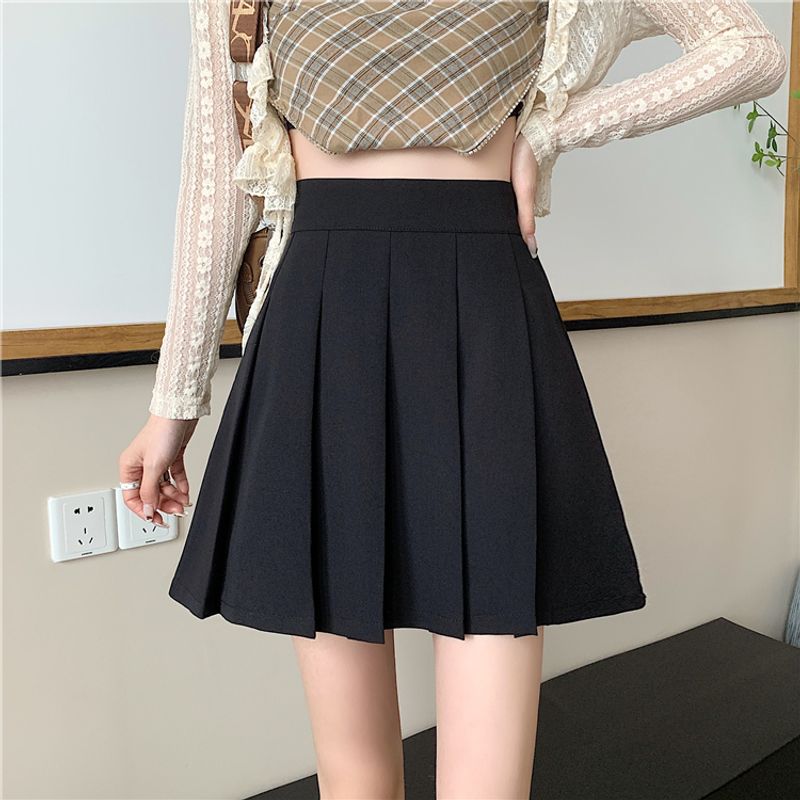 

Gray Spring Fashion Tape Small Pleated Skirt Black S