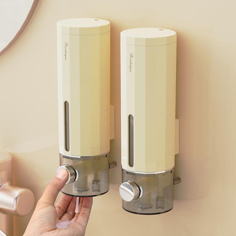 Wall Mounted Soap Dispenser No Drilling Clear Window Suitable for Shampoo Body Wash for Bathroom Shower Room