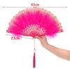 Lolita Feather Folding Fan Japanese Girl Gothic Court Dance Hand Fan with Pendant Gift Wedding Party Decoration
