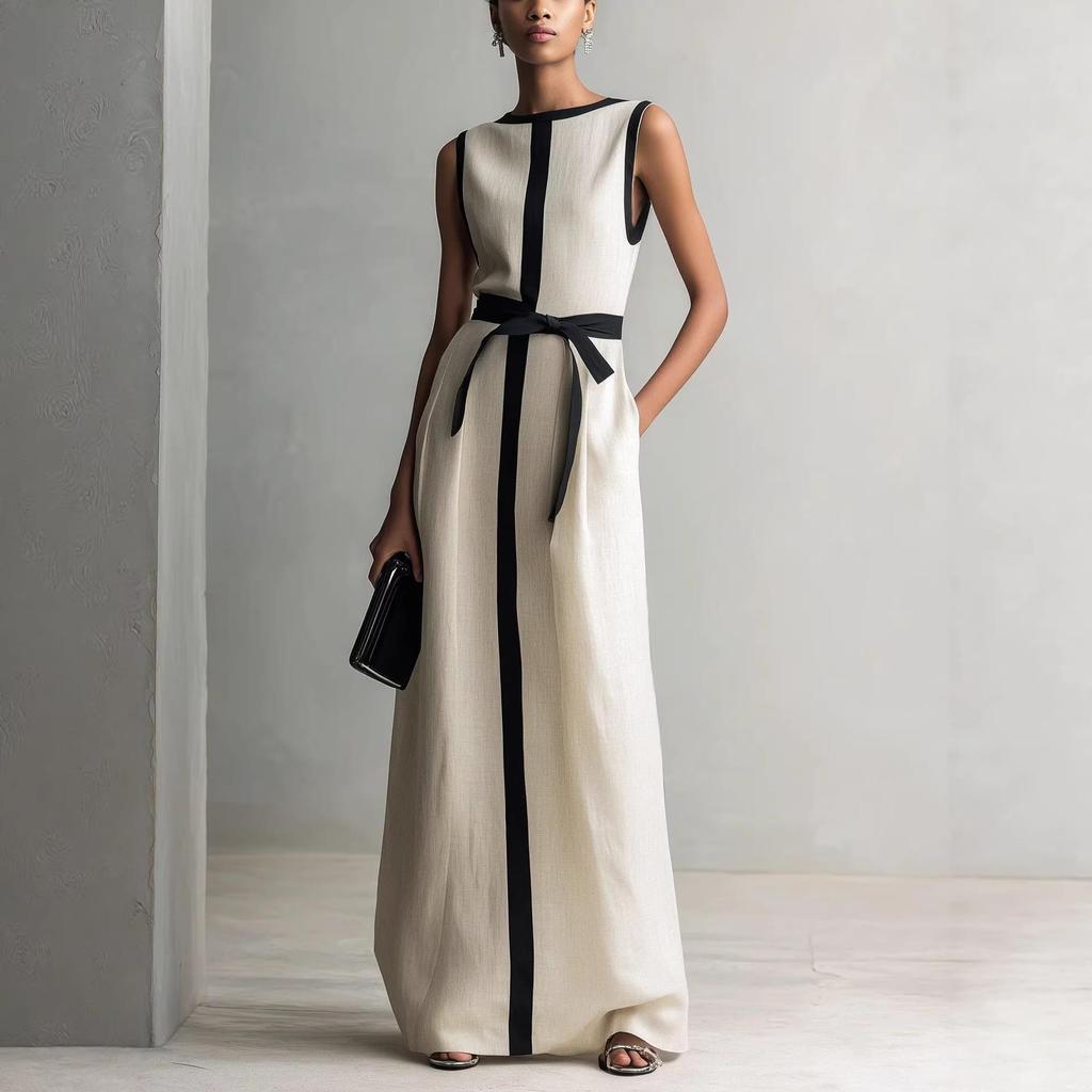 Elegant Women's White Sleeveless Long Dress - 2026 Style