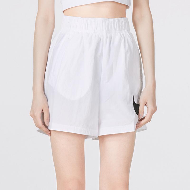 Nike Sport Casual Woven Large Logo Solid Color High Waist Loose Shorts Women Bottoms White DM6740-100
