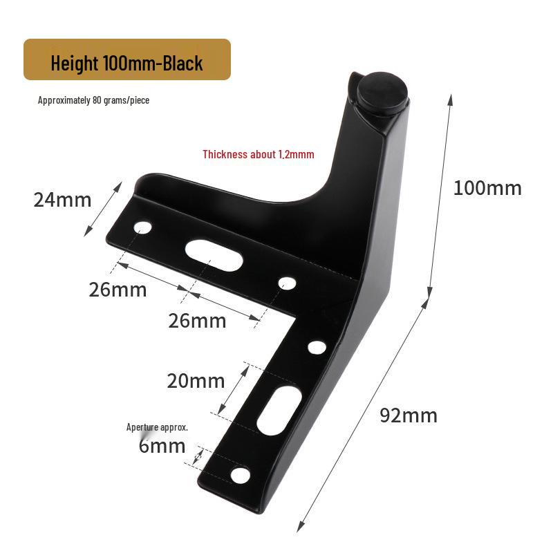 Kinnart Luxurious Right-Angle Metal Furniture Legs - Three-Pronged Bedside, Cabinet, Coffee Table Support