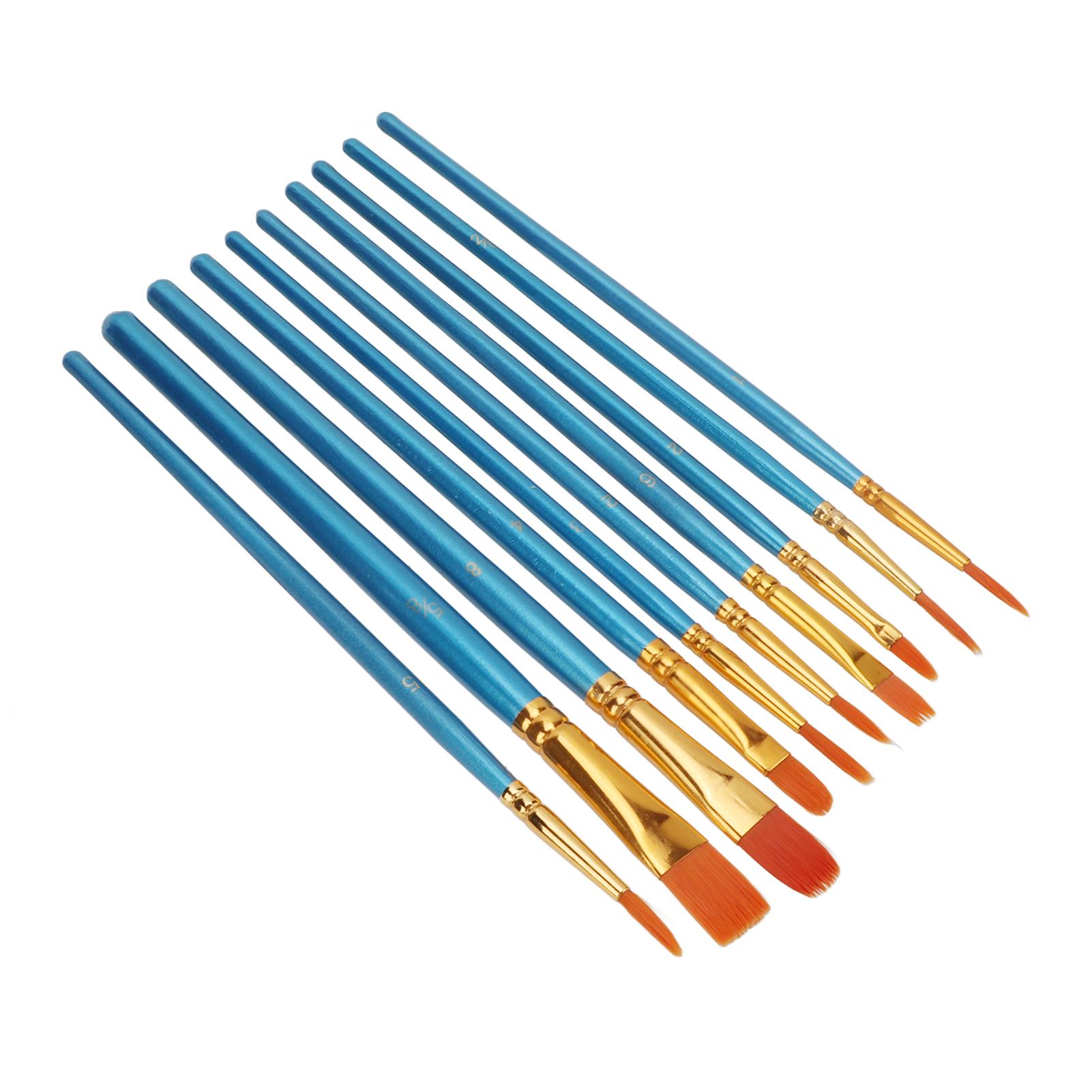 

10 шт. Акварельные кисти Разные размеры Перламутрово-голубые деревянные ручки Легкая очистка Краска для рукоделия
